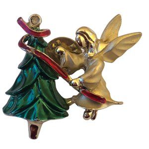 GIGI Giusti Christmas Tree & Angel Vintage Tac Pin